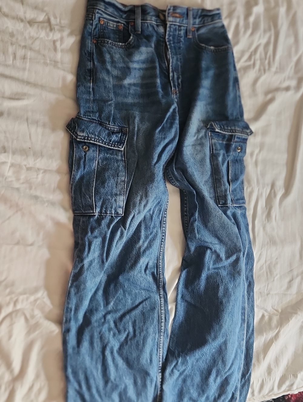 Aritzia Blue Denim Cargo Jeans